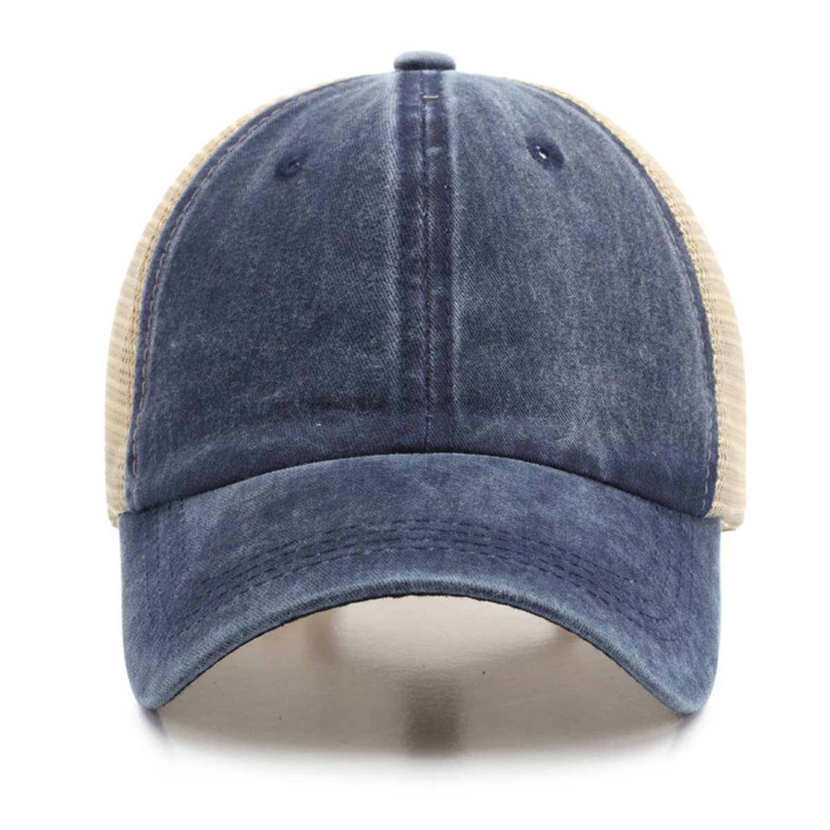 Washed Cotton Denim Mesh Cap Breathable Sun Hat