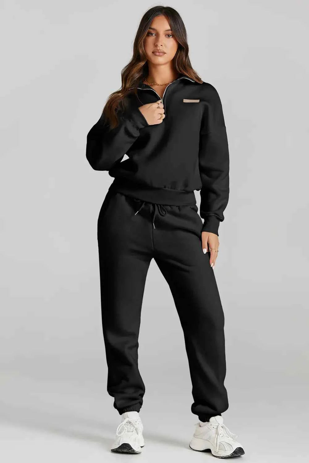 Quarter Zip Top and Drawstring Pants Active Set