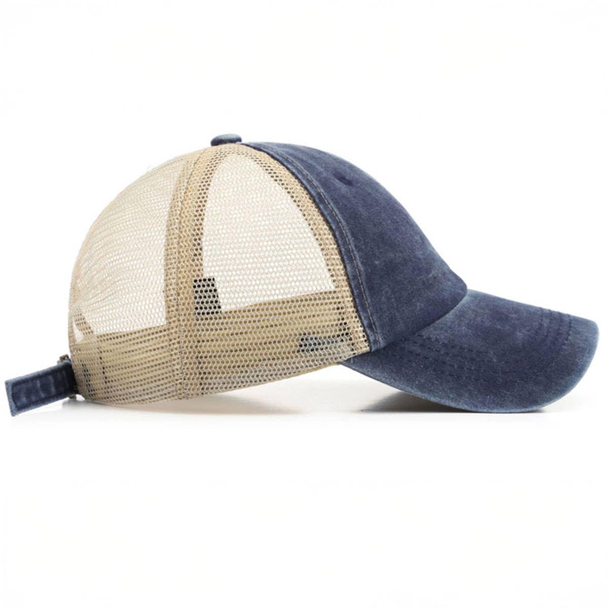 Washed Cotton Denim Mesh Cap Breathable Sun Hat