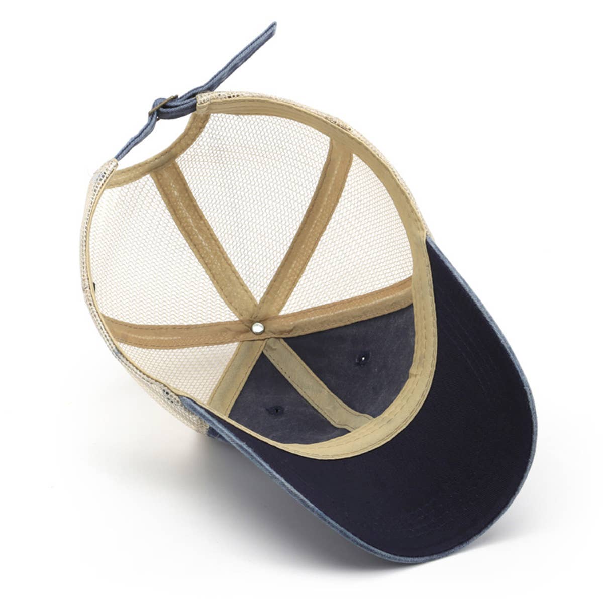 Washed Cotton Denim Mesh Cap Breathable Sun Hat
