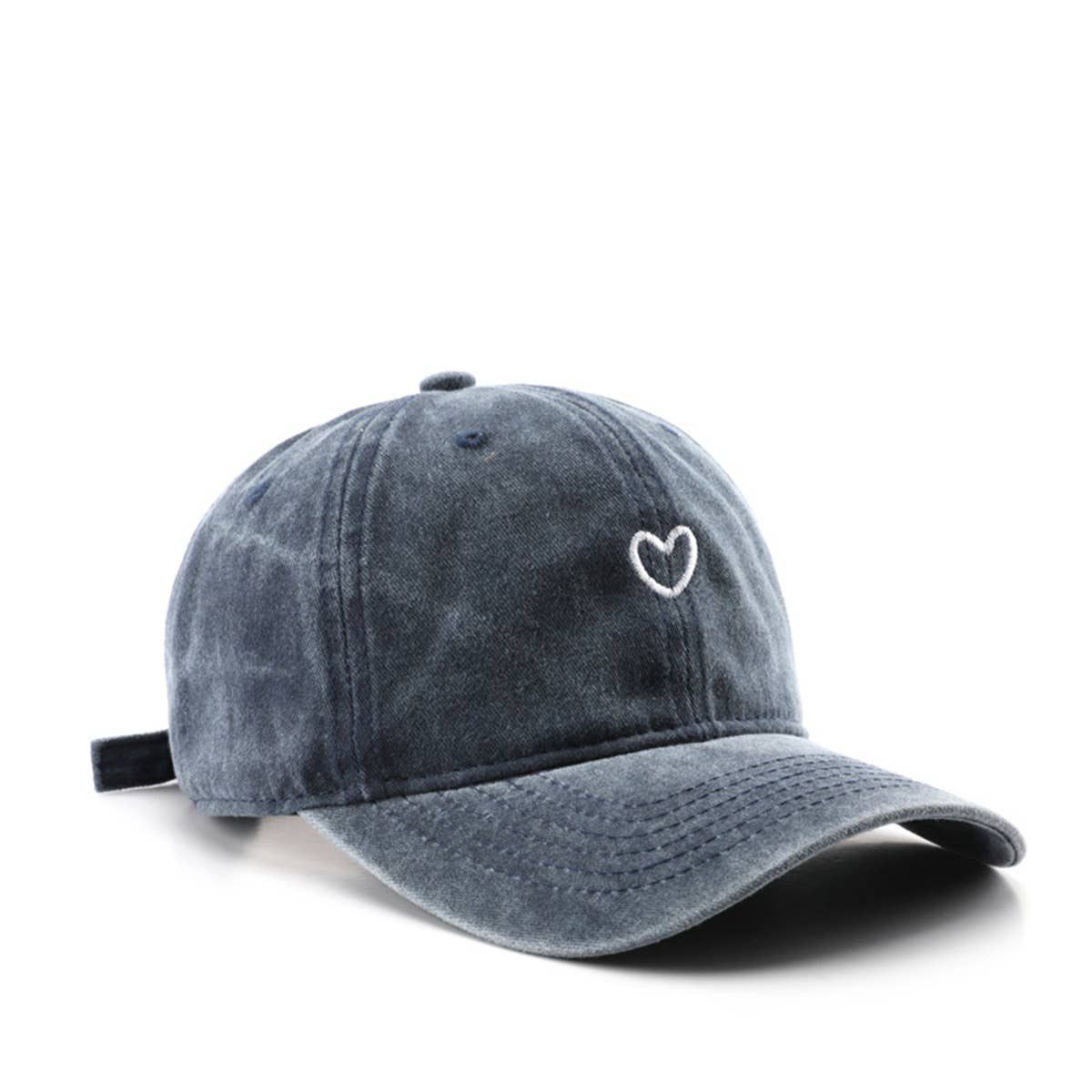 Vintage Washed Distressed Heart Embroidery Cap