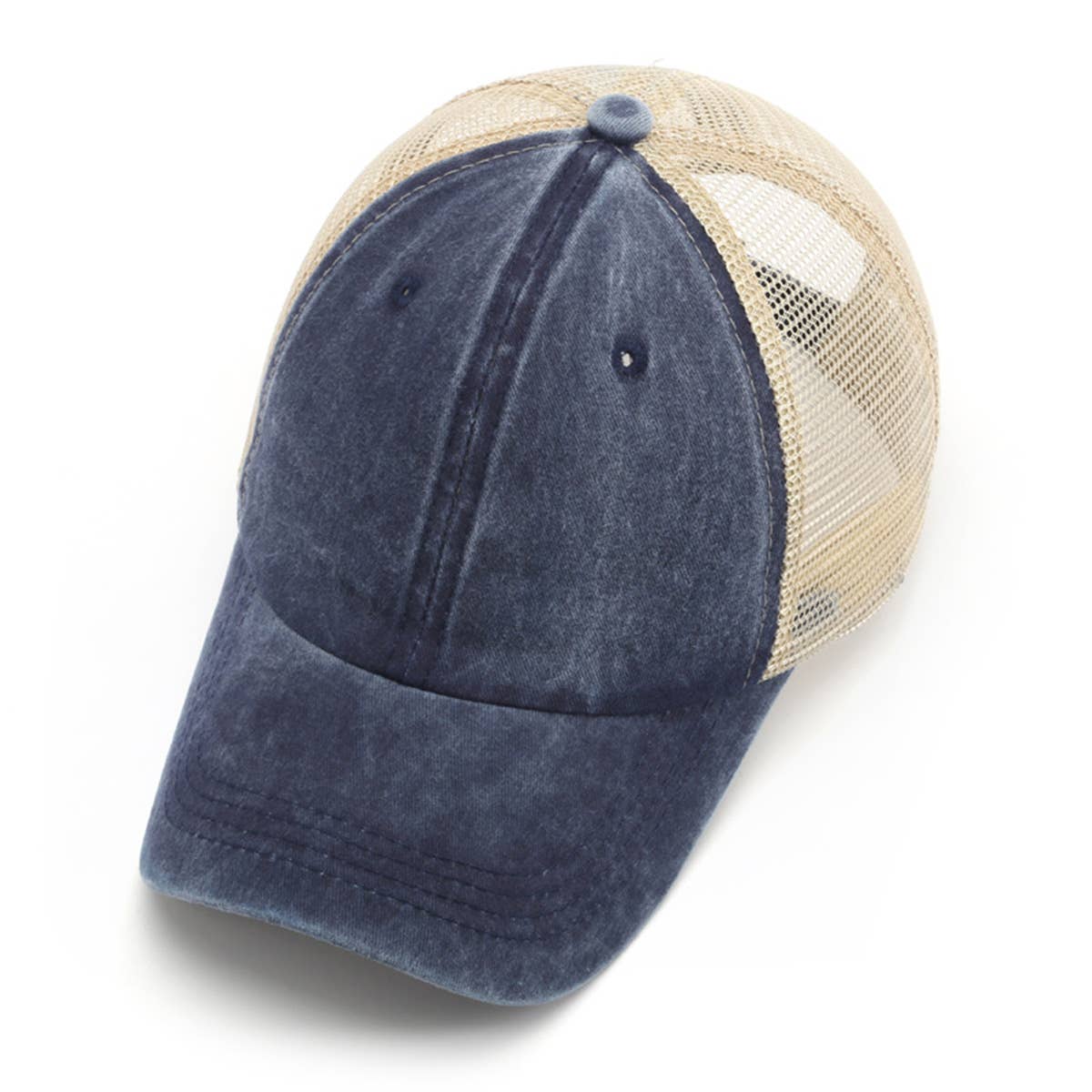 Washed Cotton Denim Mesh Cap Breathable Sun Hat