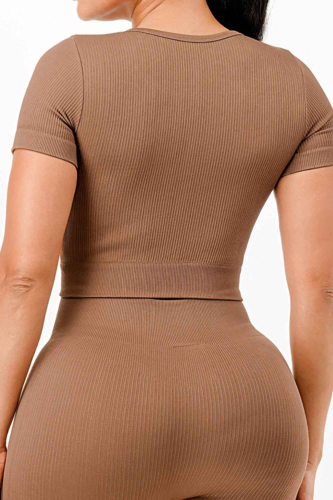 Ribbed Seamless T-shirt And Leggings Set