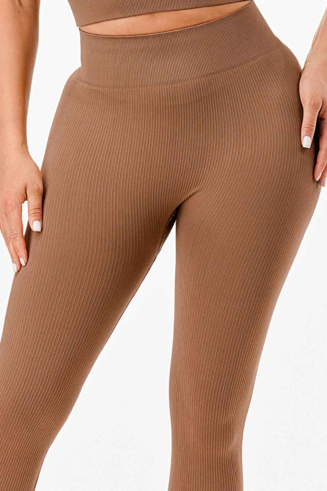 Ribbed Seamless T-shirt And Leggings Set