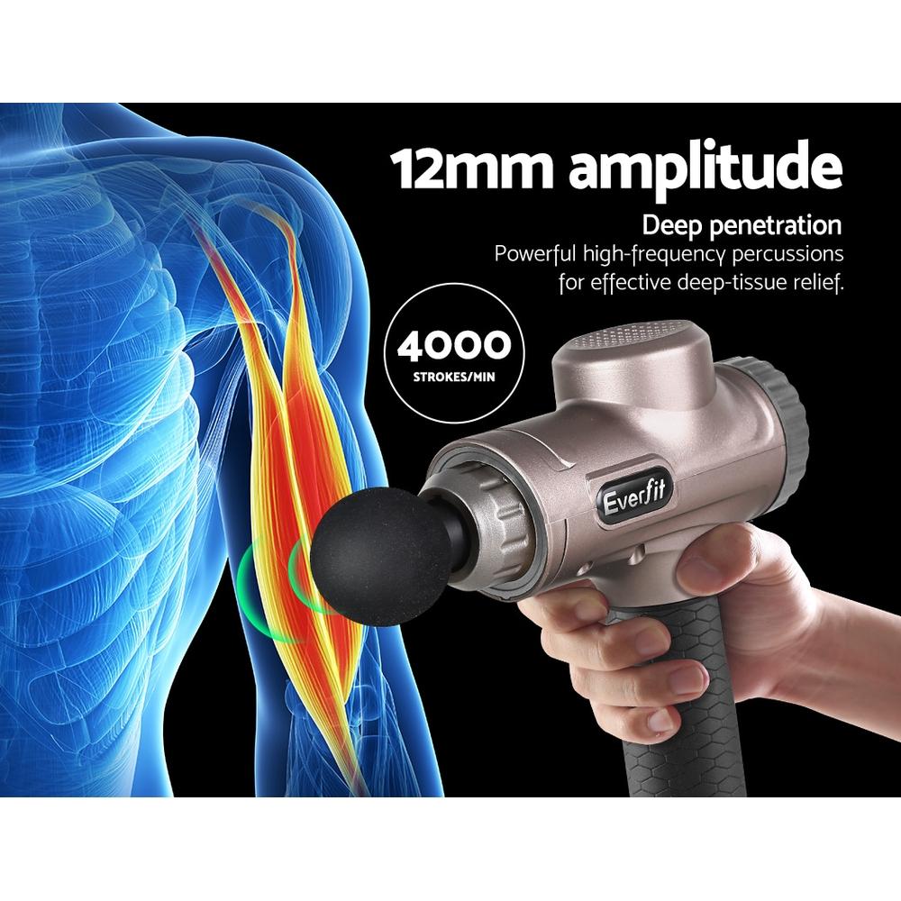 Everfit Massage Gun 30 Speed 6 Heads Vibration Muscle Massager