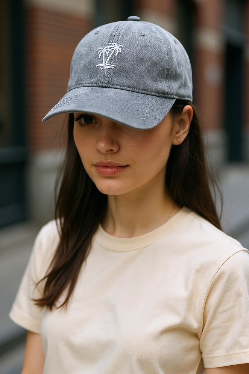 Soft Top Baseball Cap, Coconut Tree Design