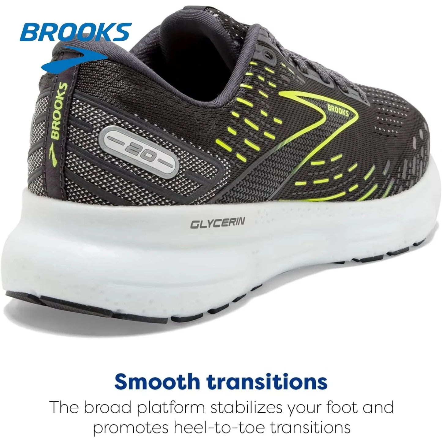 Brooks Men Glycerin 20 Running Shoes Casual Sneakers Mesh Breathable