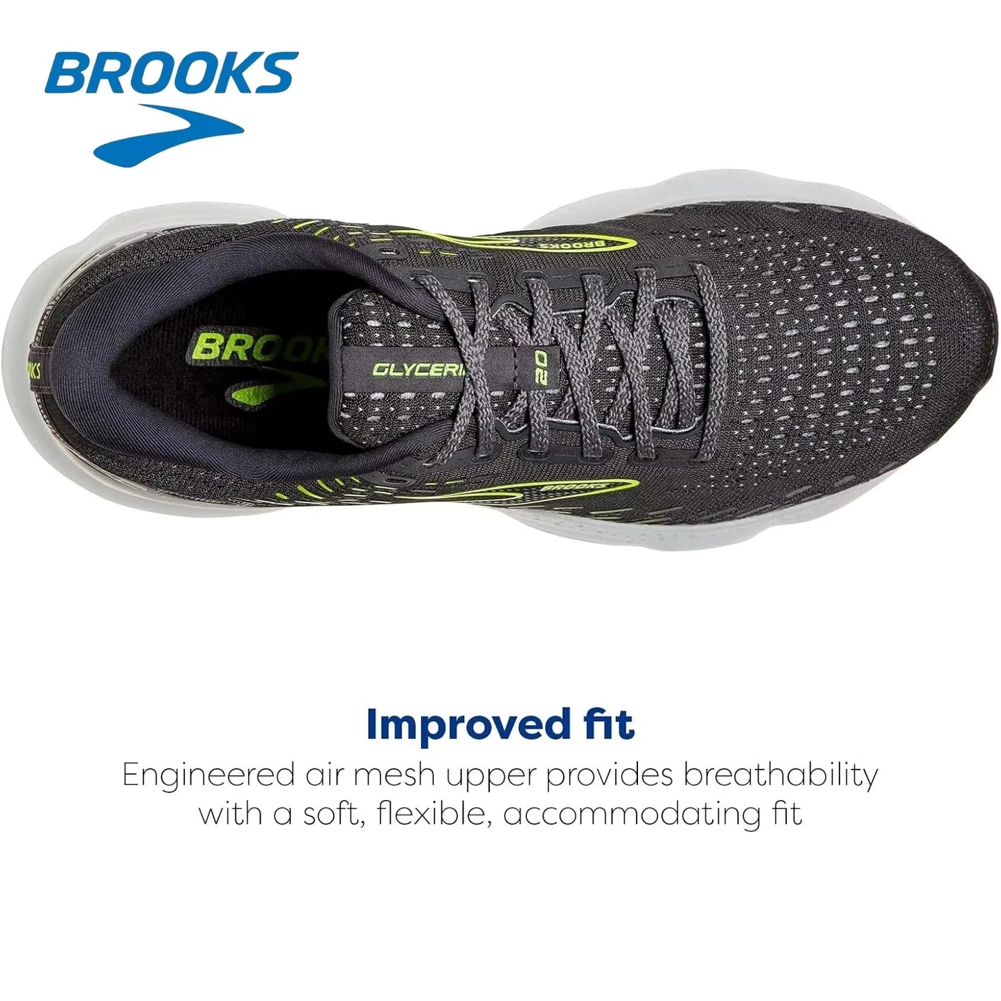 Brooks Men Glycerin 20 Running Shoes Casual Sneakers Mesh Breathable