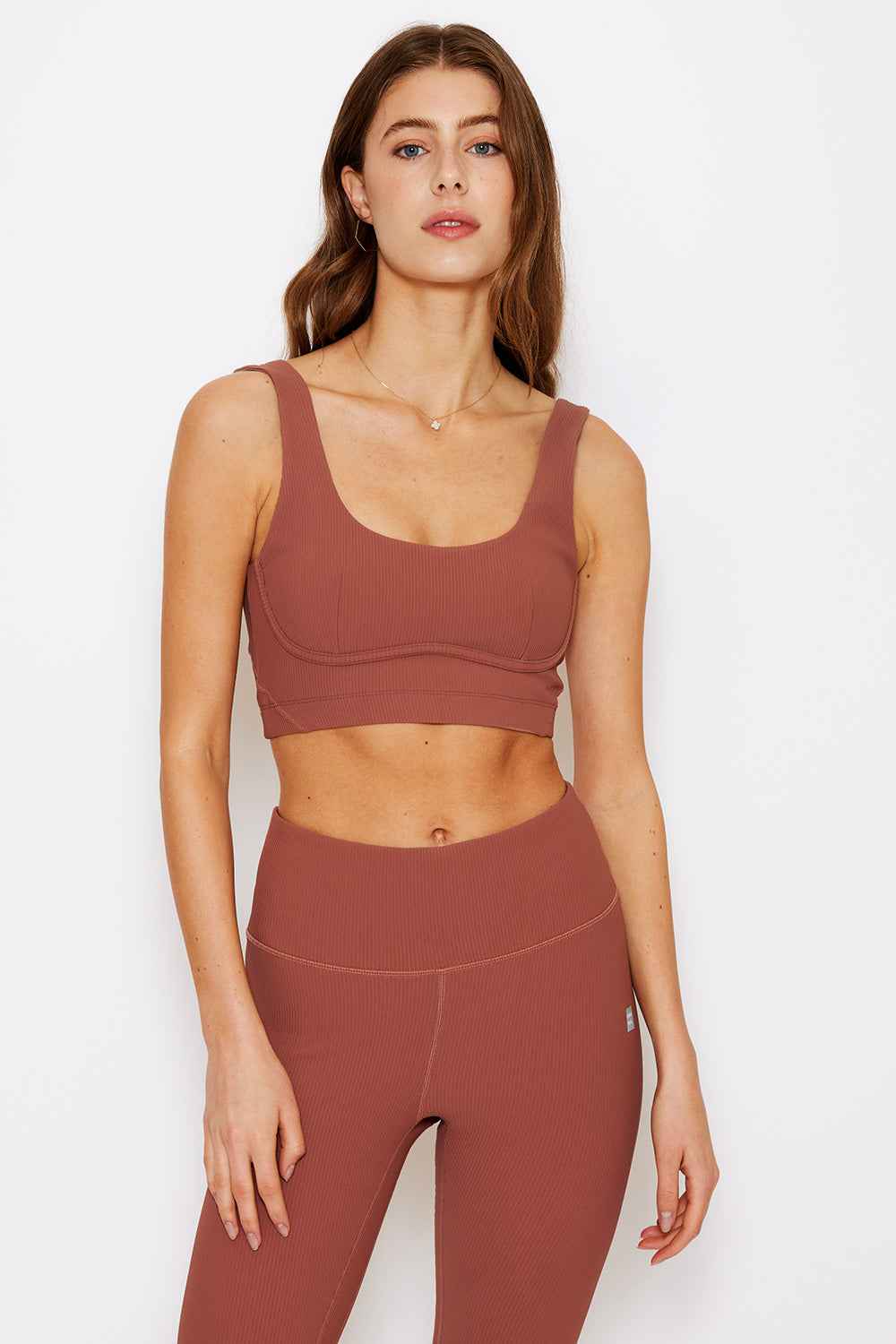 Venesa ribbed bustier sports bra rose taupe