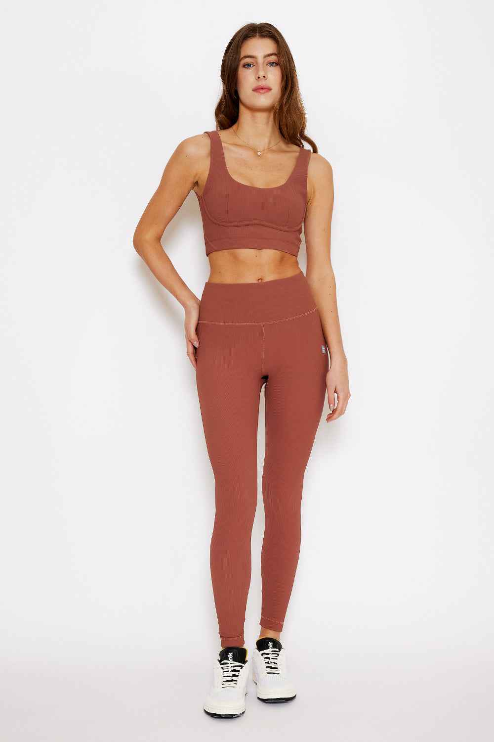 Venesa ribbed bustier sports bra rose taupe