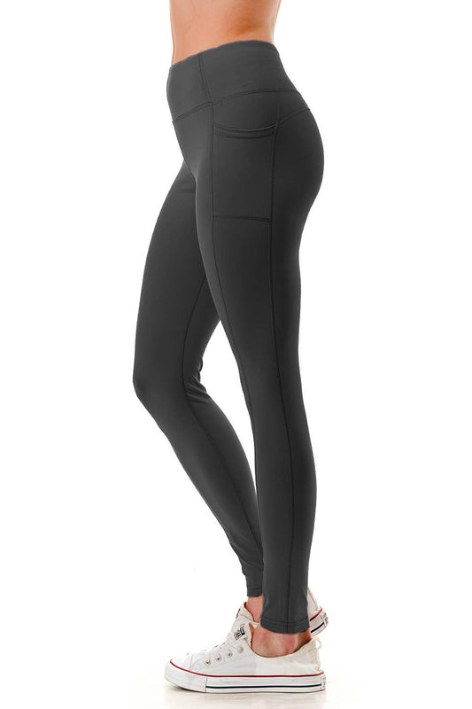 Solid  premium skinny active wear yoga leggings w/pockets