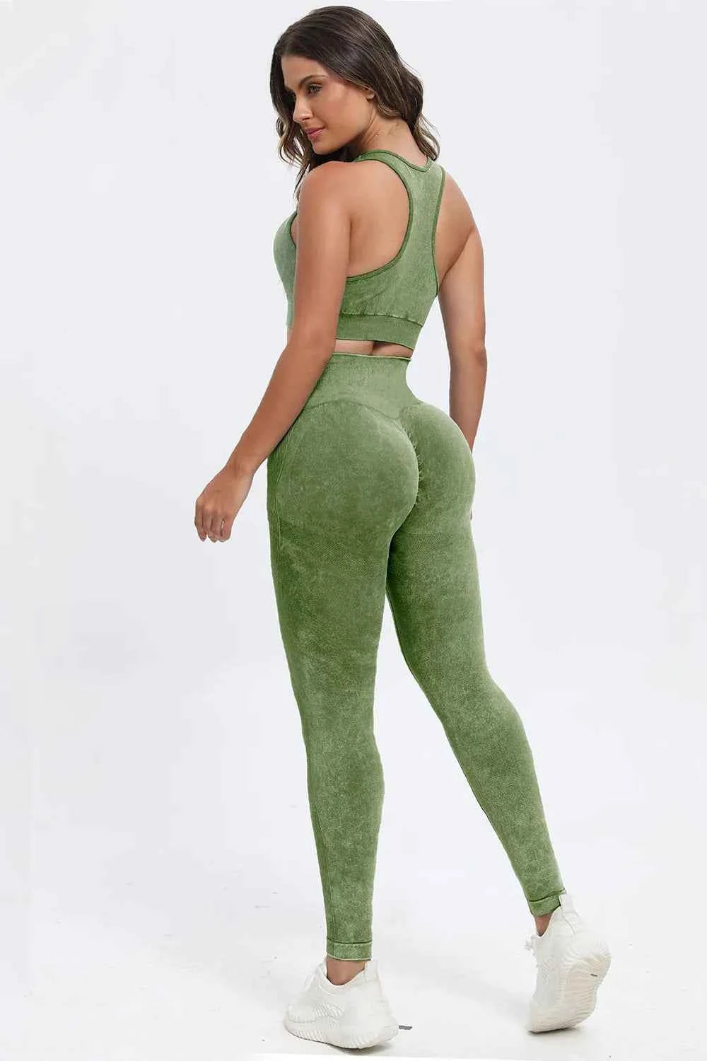 3 Piece Washed Square Neck Wide Strap Active Set