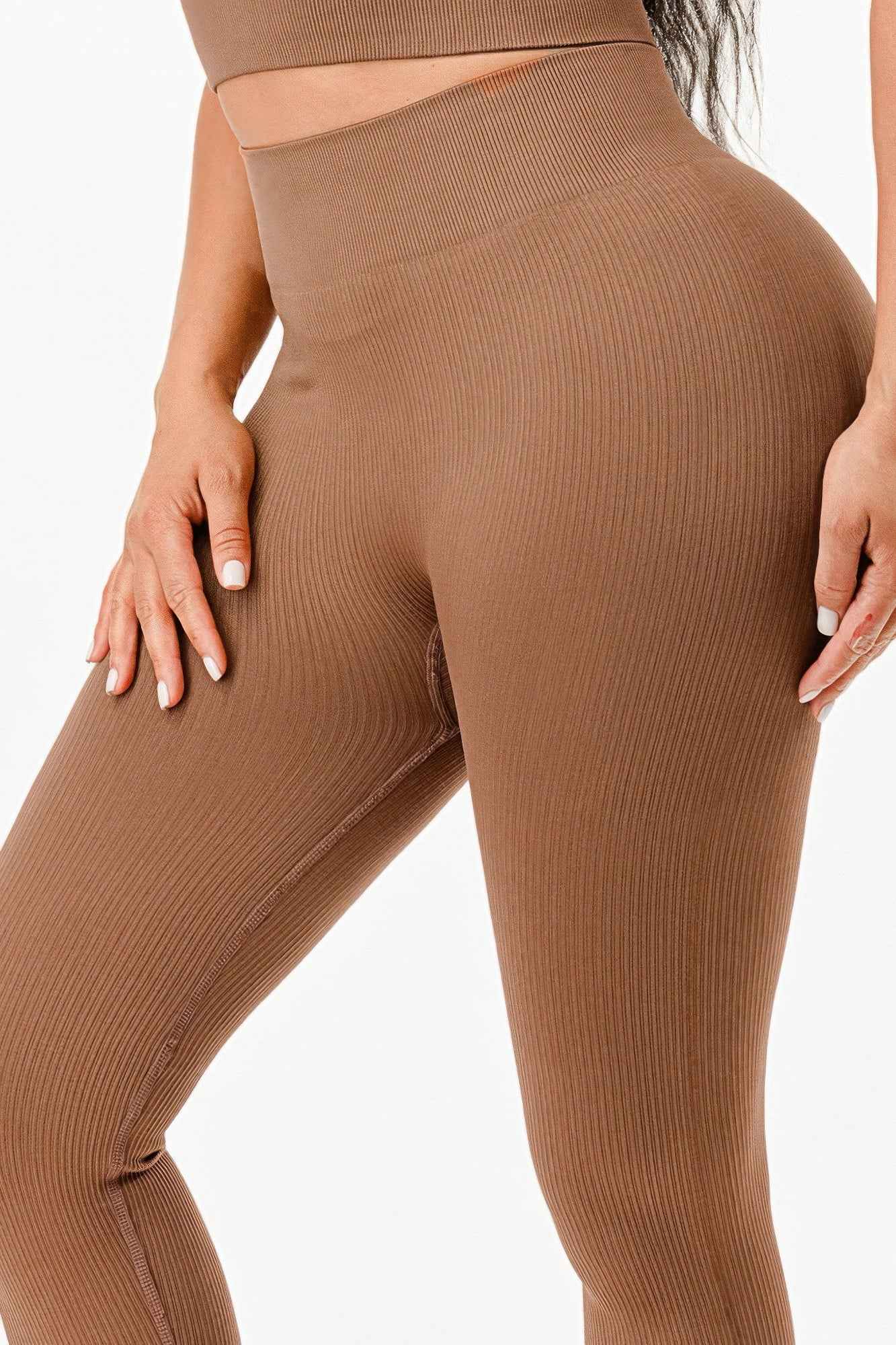 Ribbed Seamless T-shirt And Leggings Set