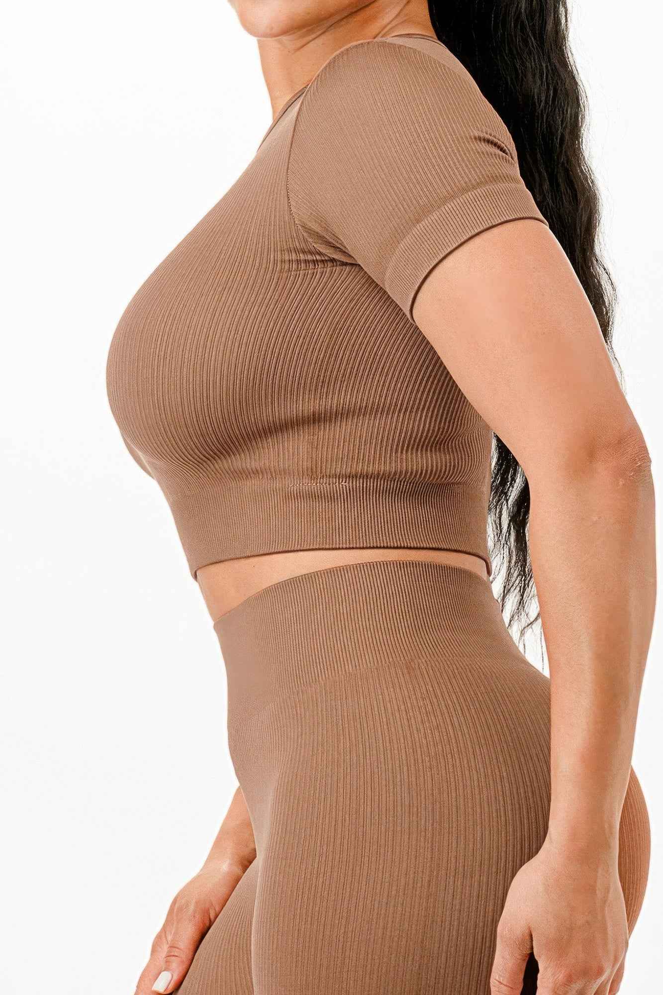 Ribbed Seamless T-shirt And Leggings Set
