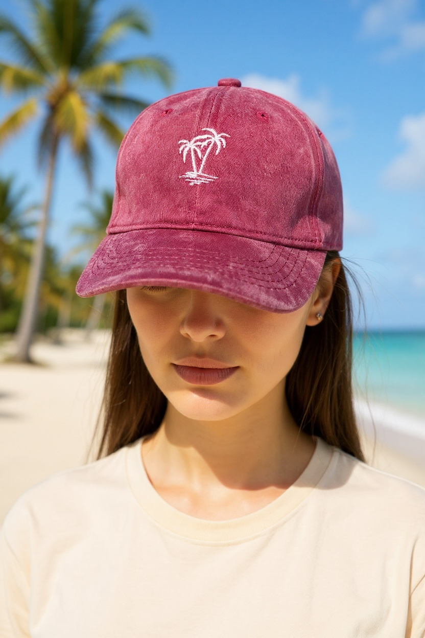 Soft Top Baseball Cap, Coconut Tree Design
