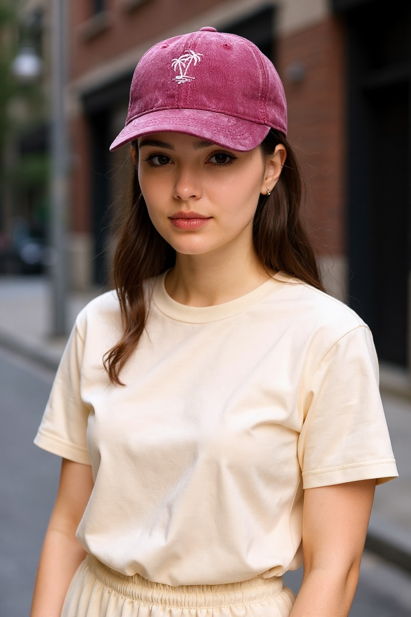 Soft Top Baseball Cap, Coconut Tree Design