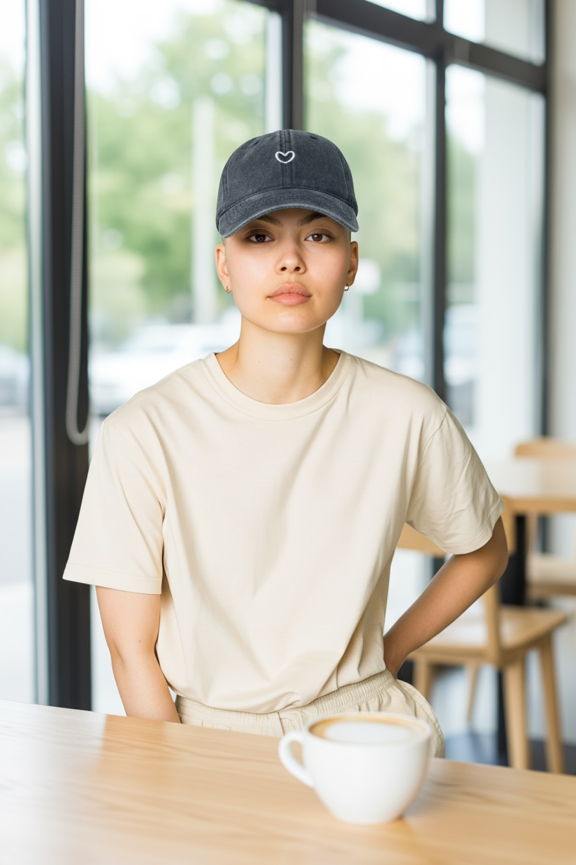 Vintage Washed Distressed Heart Embroidery Cap