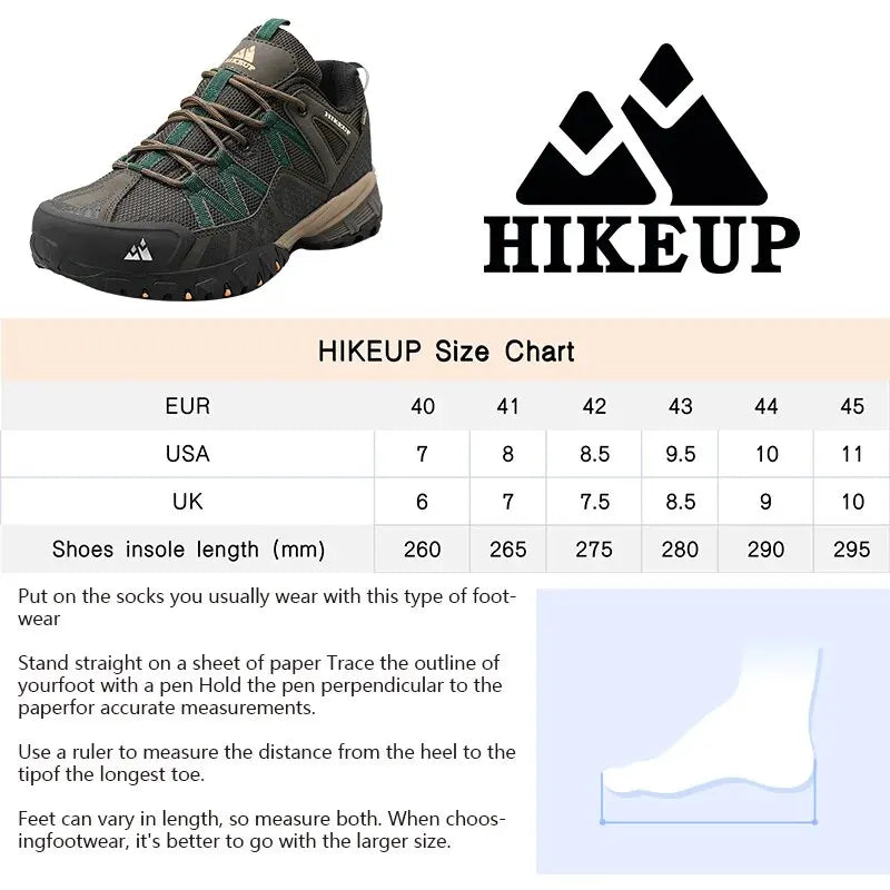 HIKEUP Breathable Cushioning Nonslip Sneakers Men's Hiking Shoes