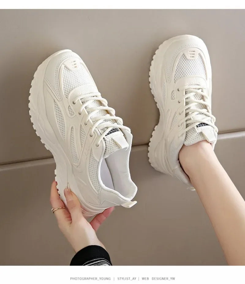 White Sneakers Women 2024 New Leather Chunky Sneakers Women's Sports