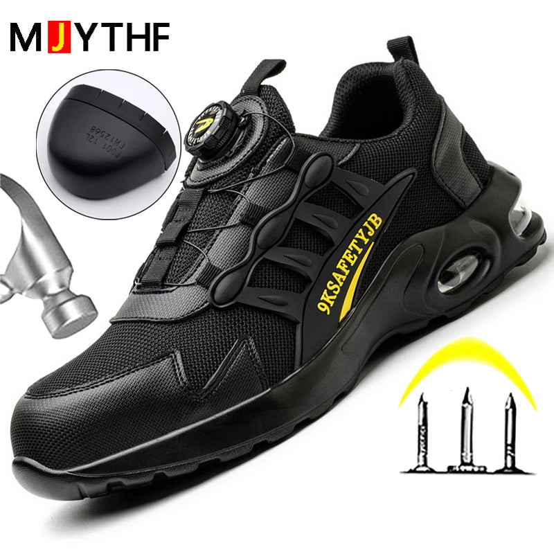 Men's Rotating Button Safety Shoes Steel Toe Work Sneakers