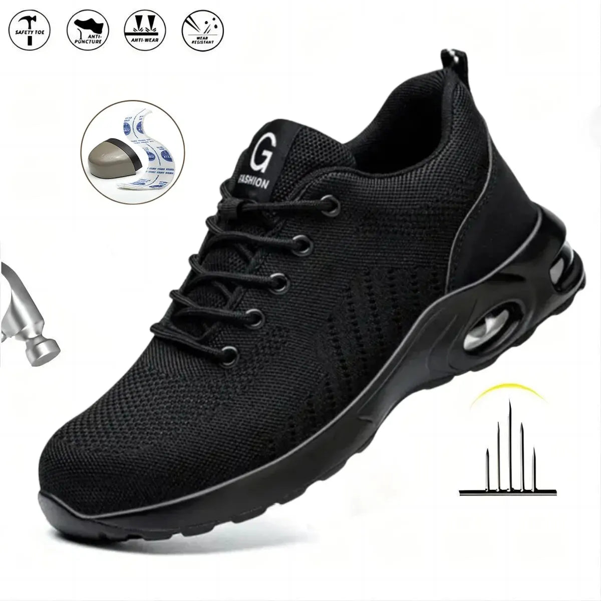 Air Cushion Work Safety Shoes For Men Women Breathable Work Sneakers