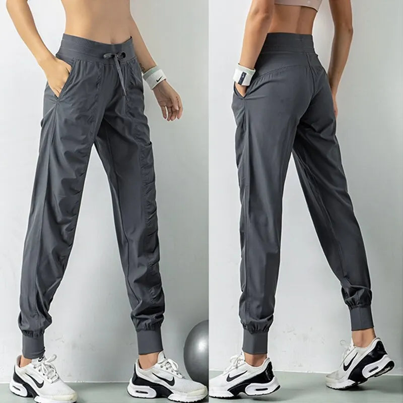 Fabric Drawstring Running Sport Joggers Women Quick Dry Athletic Gym