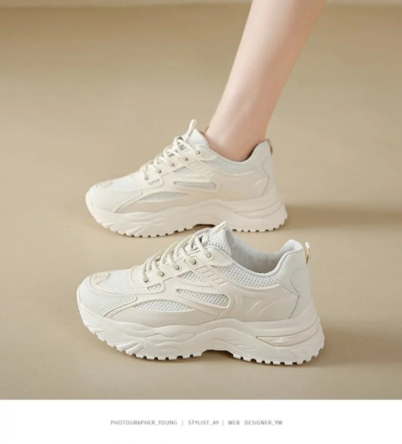 White Sneakers Women 2024 New Leather Chunky Sneakers Women's Sports