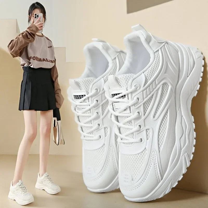 White Sneakers Women 2024 New Leather Chunky Sneakers Women's Sports