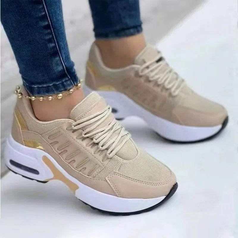 Fashion Woman Vulcanize Platform Casual Sneakers Women Flats Mesh