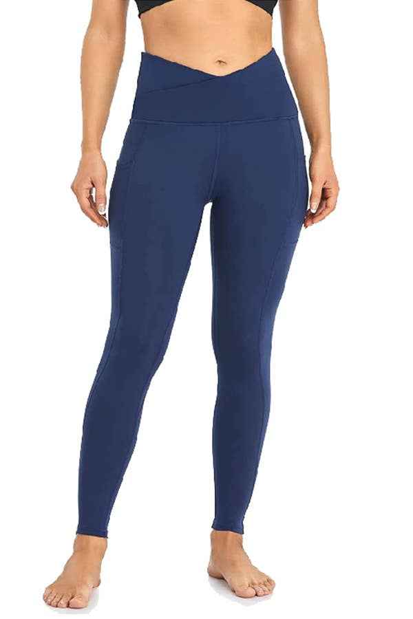Color 5 - Cross waist band fashion yoga skinny legging pants w/pockets