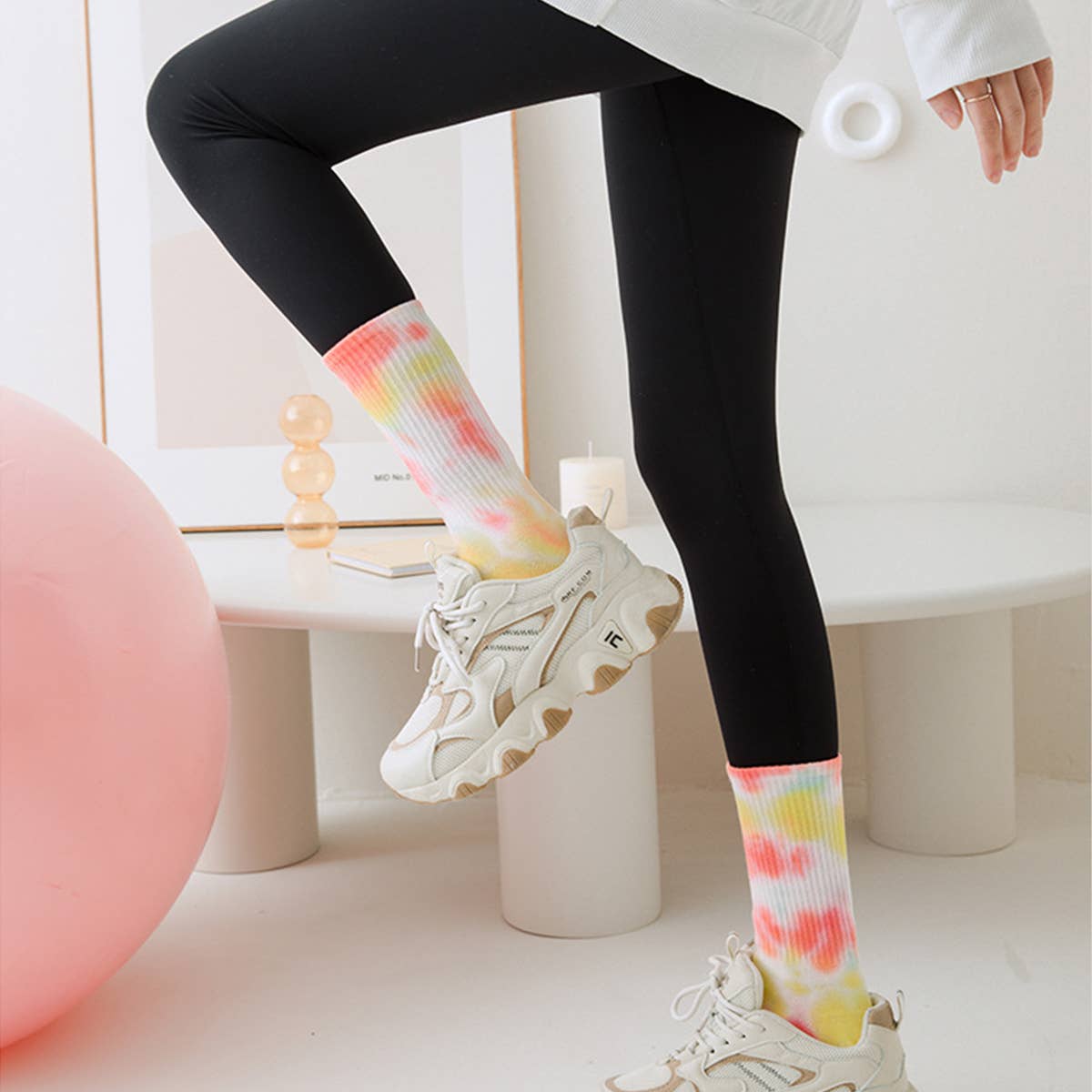 Pilates anti-slip socks for women middle tube