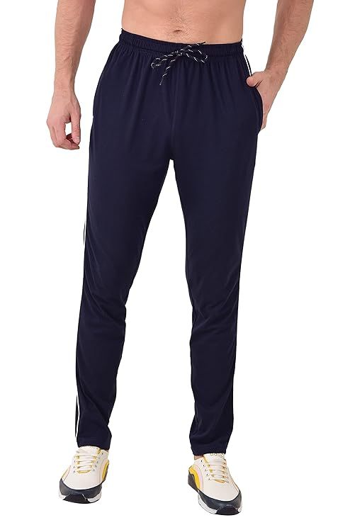 Men NAVY BLUE Regular fit Cotton Trackpants Size M