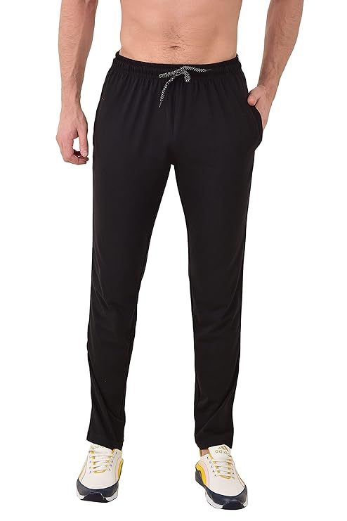 Men Black Regular fit Cotton Trackpants Size M