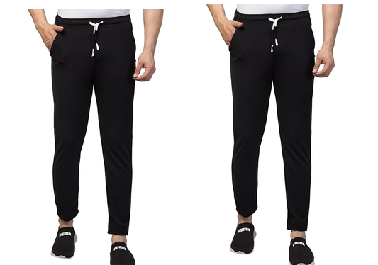 BLACK Men's Regular Fit Trackpants pack of 2 SIZE M